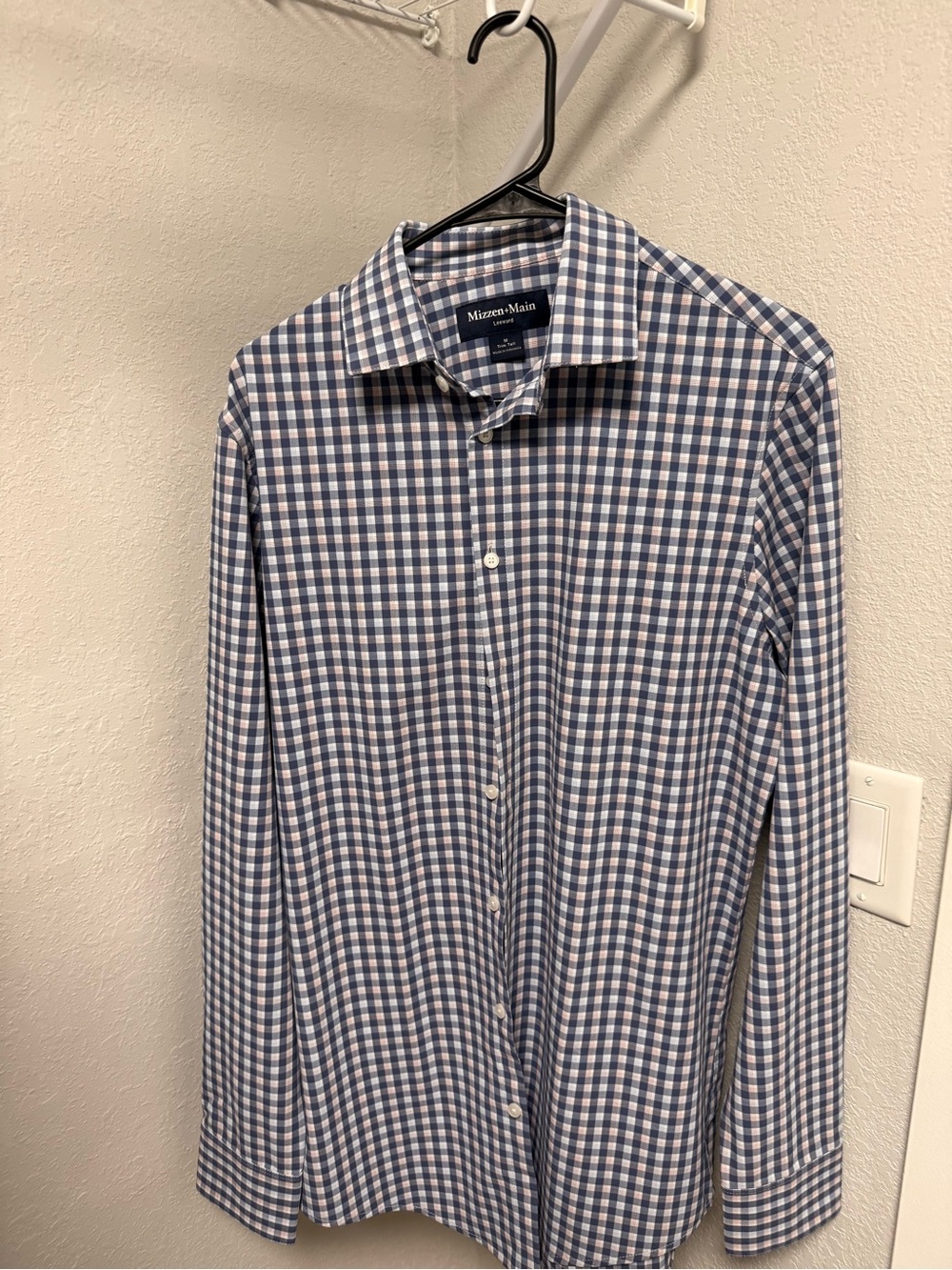 Mizzen+Main Blue and White Gingham Button-Down Shirt
